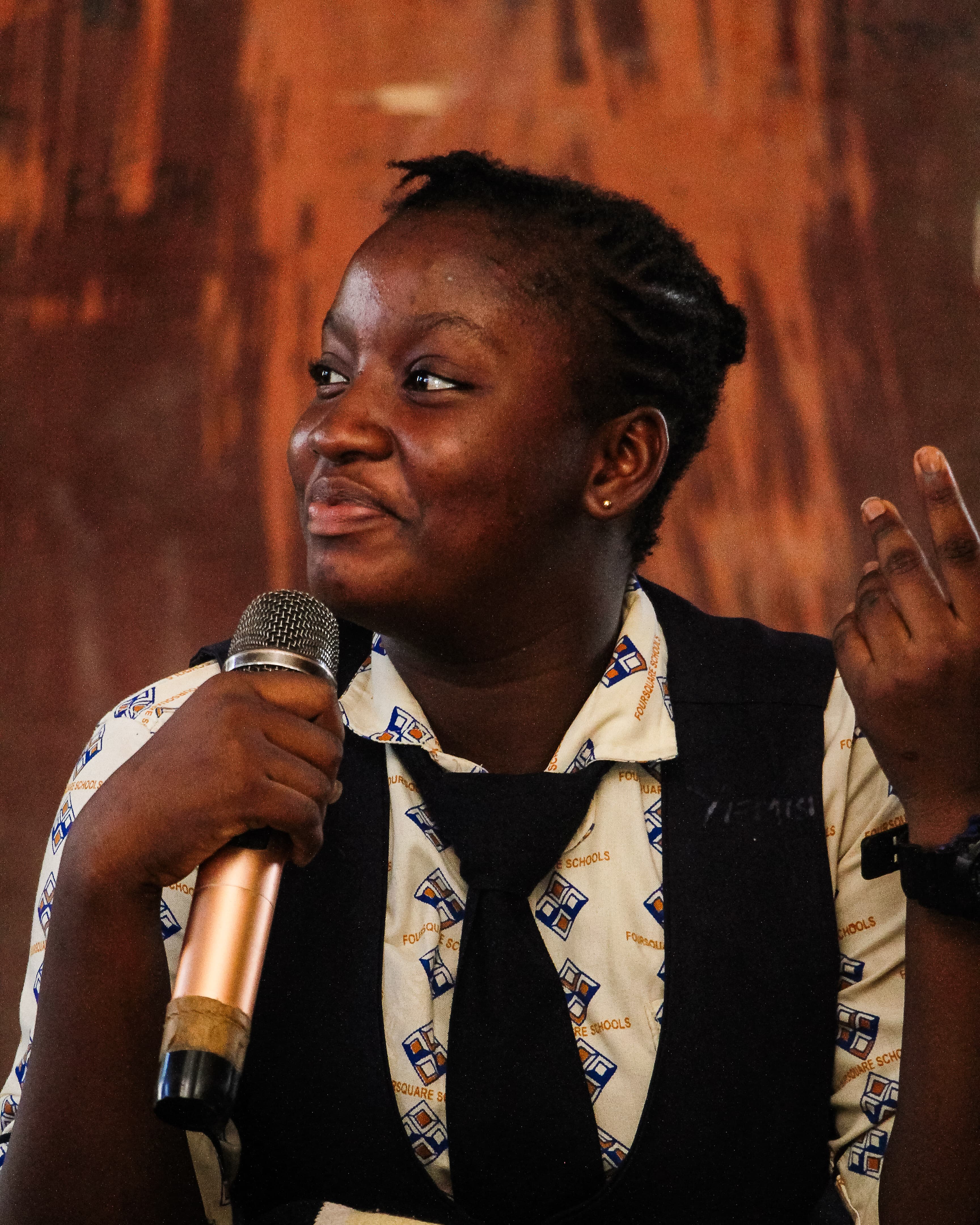 Girl asking a question during the session
